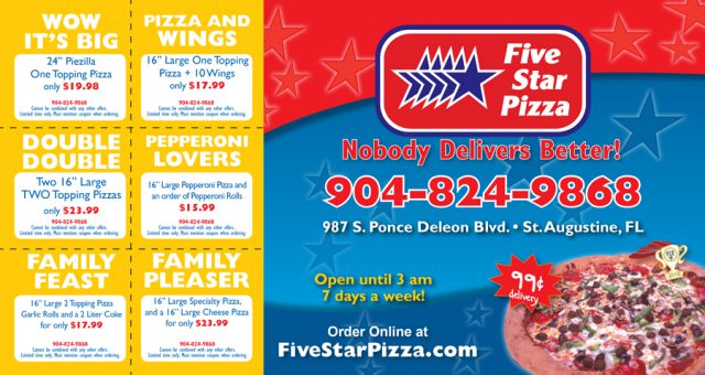 Five Star Pizza Postcard Scratch-Off