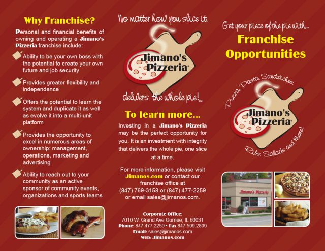Jimano's Pizzeria Brochure