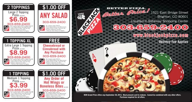 Blackjack Pizza Postcard Scratch-Off