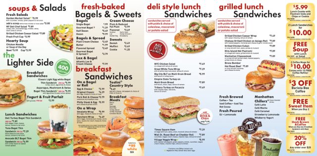 Manhattan Bagel Menu - Inside