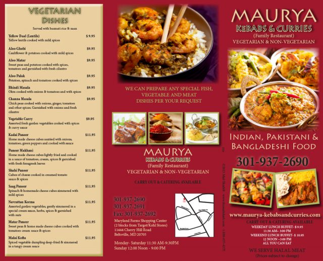 Maurya Kebabs & Curries Menu