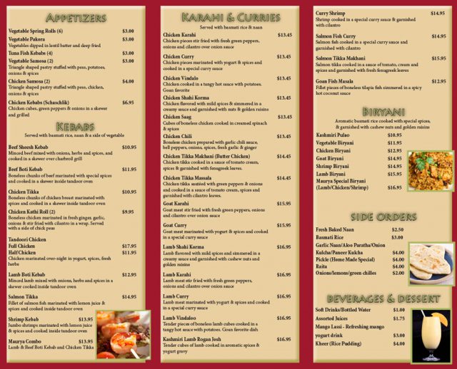 Maurya Kebabs & Curries Menu