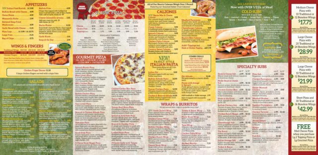 Avanti Pizza Menu - Inside