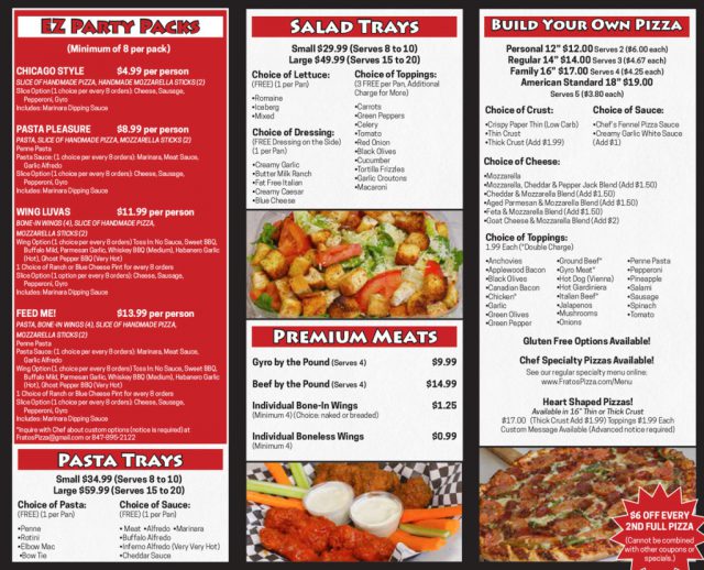 Frato's Pizza Flyer