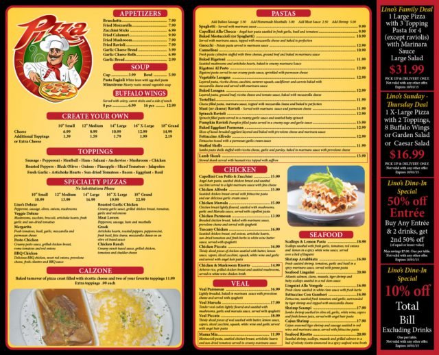 Lino's Pizzeria Flyer