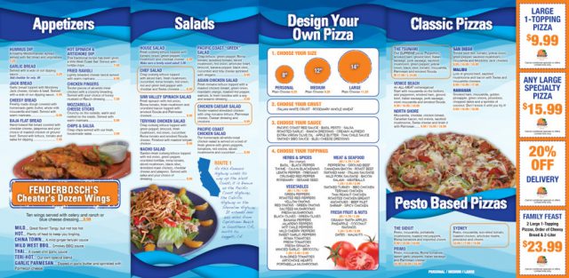 Pacific Coast Pizza Menu - Inside