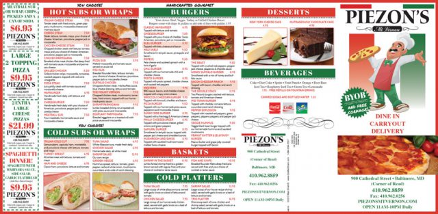 Piezon's Menu - Outside