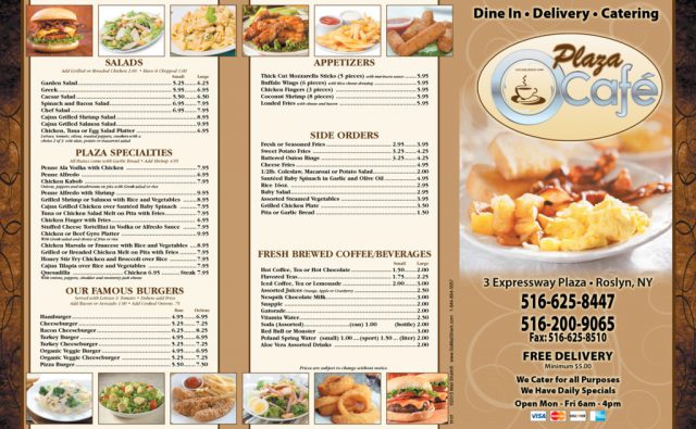 Plaza Cafe Menu - Outside