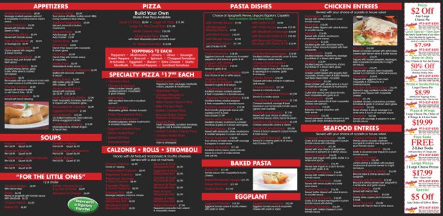 RigaTony's Menu - Inside