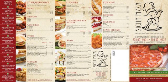 Sicily Pizza Menu - Outside