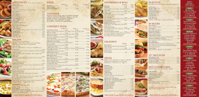 Sicily Pizza Menu - Inside