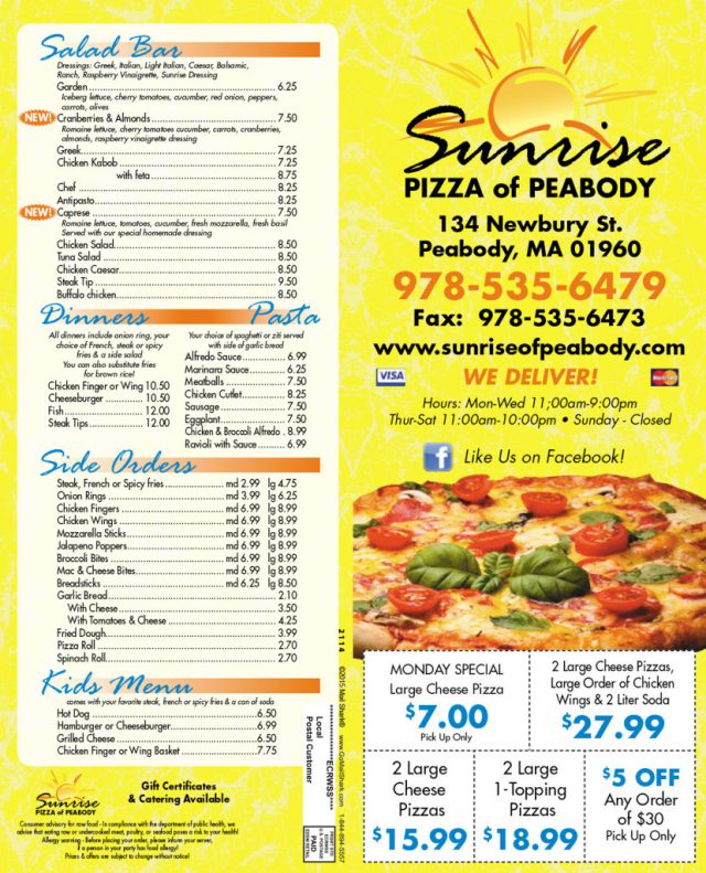 Sunrise Pizza Flyer