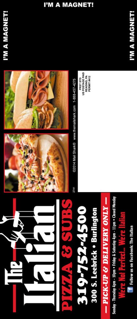 The Italian Pizza & Subs Postcard Magnet