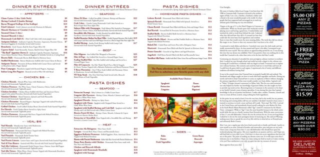 Basil Restaurant & Pizzeria Menu - Inside