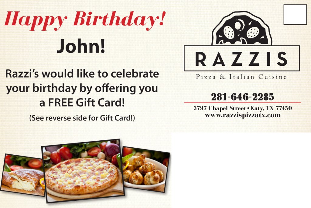 Razzis Birthday Mailer - Back