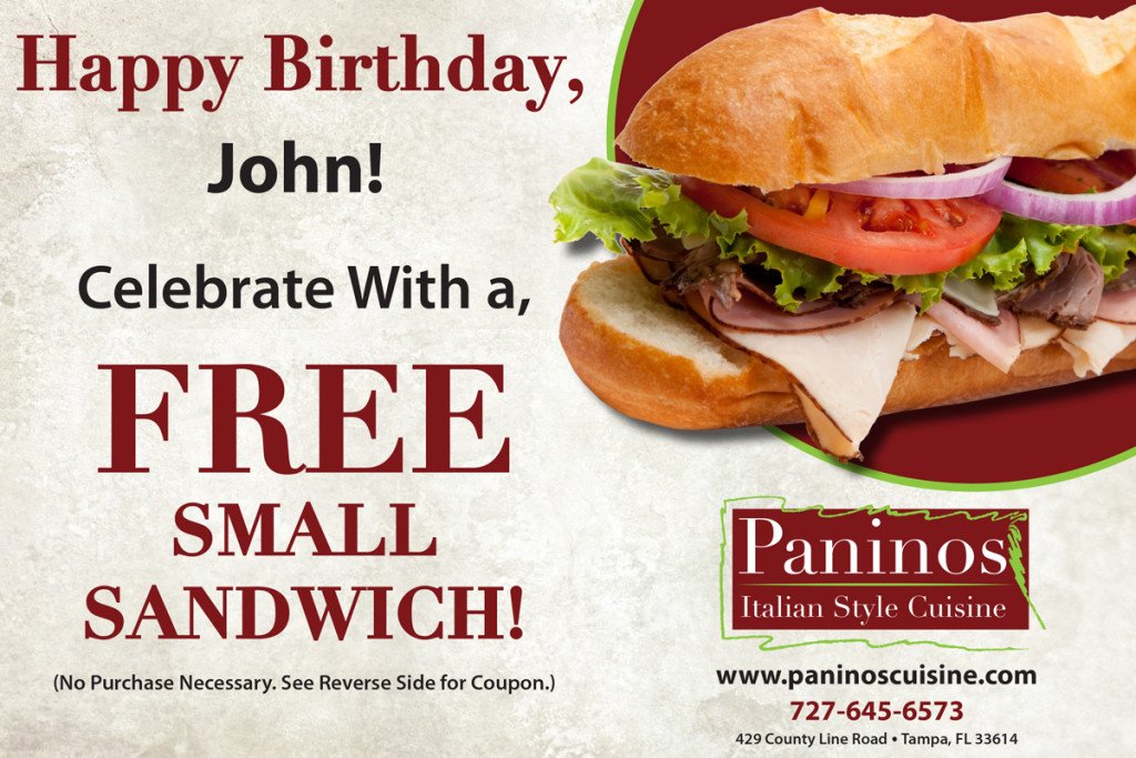 Panino's Birthday Mailer - Back