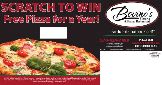 Bovino's Pizzeria Postcard Scratch-Off