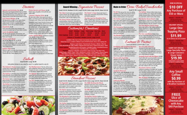 Coleone's Menu - Inside