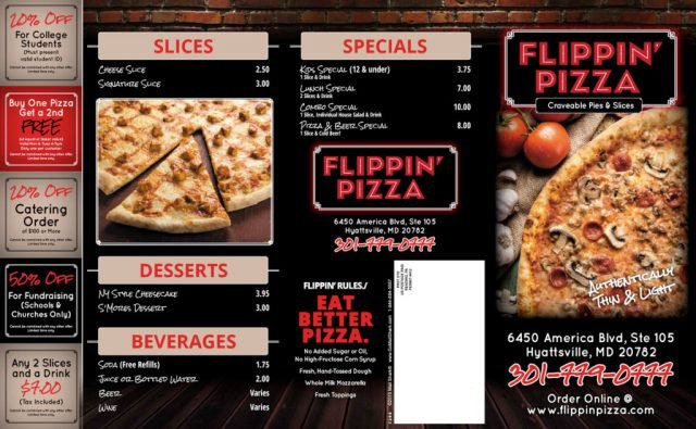 Flippin' Pizza Menu - Outside