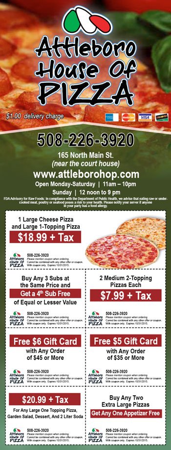Attleboro House of Pizza Box Topper