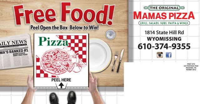 Mama's Pizza Peel-A-Box Postcard