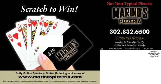 Marino's Pizzeria Postcard Scratch-Off