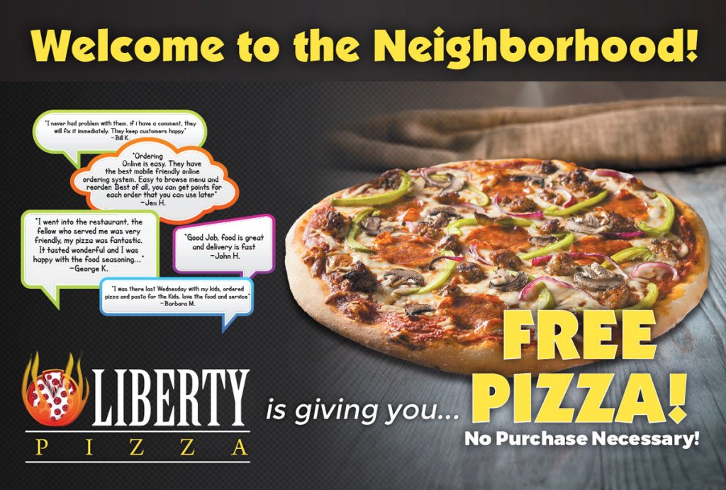 Liberty Pizza New Mover Postcard - Back