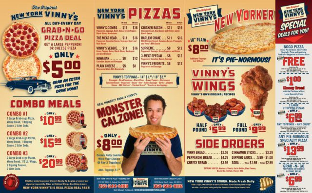 New York Vinny's Menu - Inside