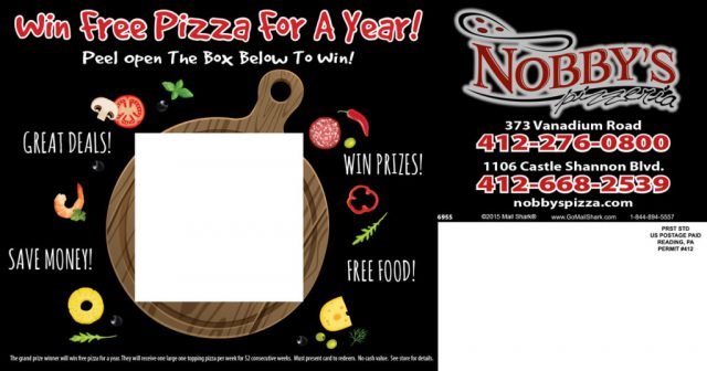 Nobby's Pizzeria Peel-A-Box Postcard