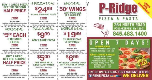 P-Ridge Pizza & Pasta Peel-A-Box Postcard