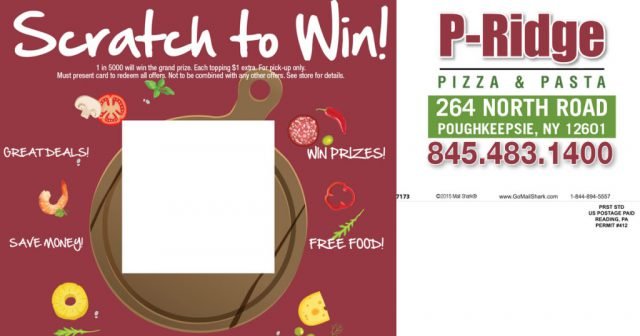 P-Ridge Pizza & Pasta Peel-A-Box Postcard