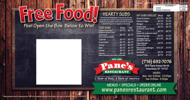 Pane's Restaurant Peel-A-Box Postcard