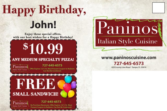 Panino's Birthday Mailer