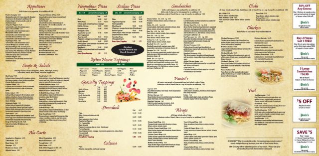 Paolo's Restaurant & Bar Menu - Inside