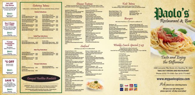 Paolo's Restaurant & Bar Menu - Outside