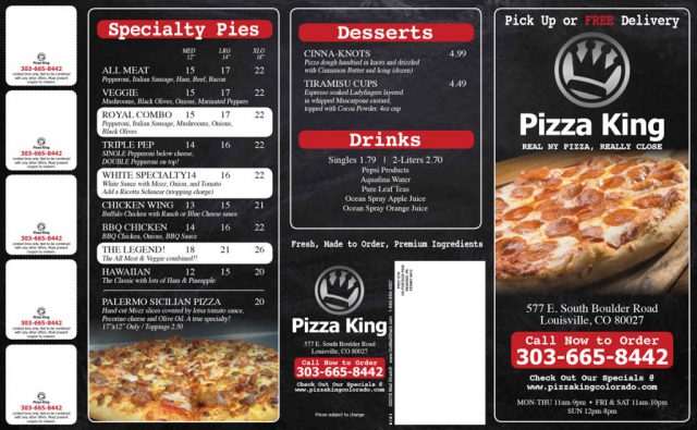 Pizza King Menu - Outside