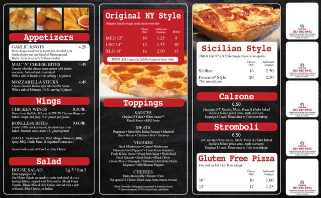 Pizza King Menu - Inside