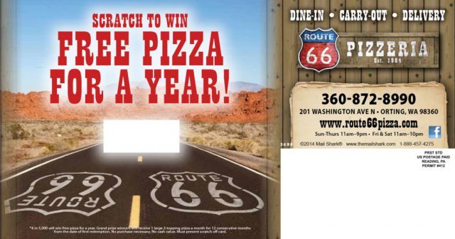 Route 66 Pizzeria Postcard Scratch-Off