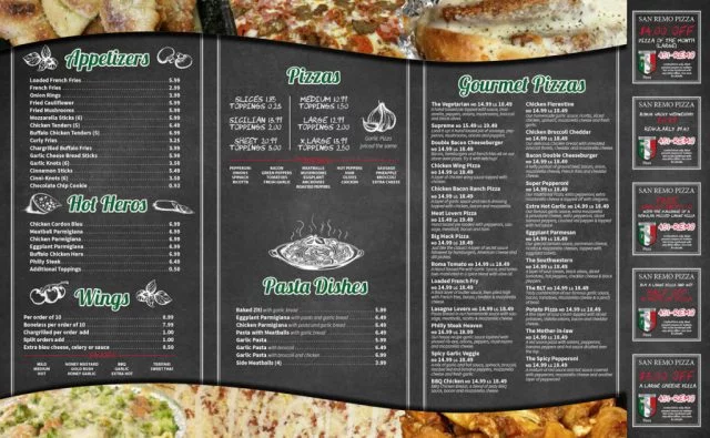 San Remo Pizza Menu - Inside