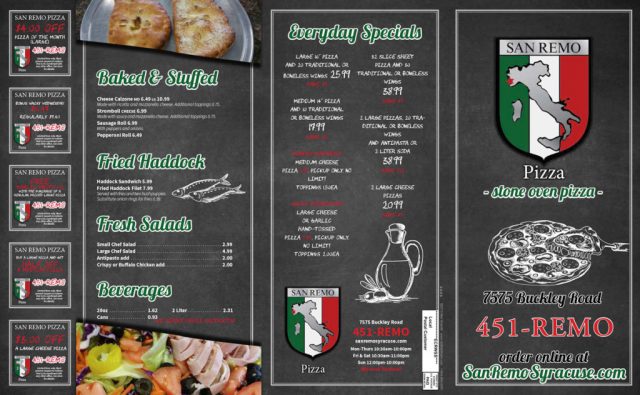 San Remo Pizza Menu - Outside