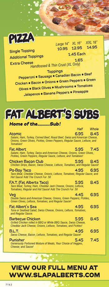 SlapShot Pizza & Fat Albert's Subs Box Topper