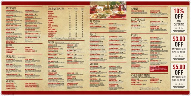 Spoto's Menu - Inside