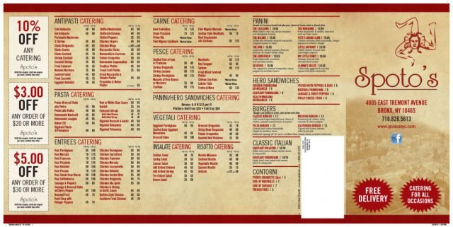 Spoto's Menu - Outside