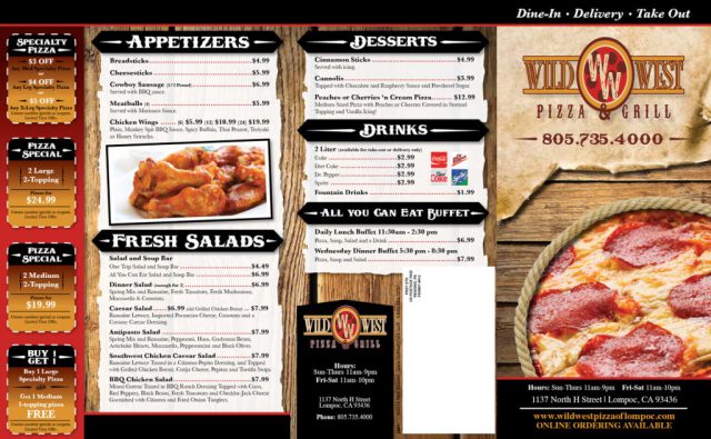 Wild West Pizza & Grill Menu - Outside