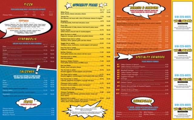 Vic & Dean's Pizzeria & Grill Menu - Inside