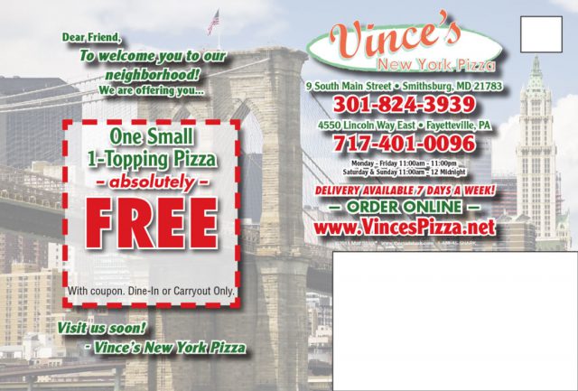 Vince's New York Pizza New Mover Mailer