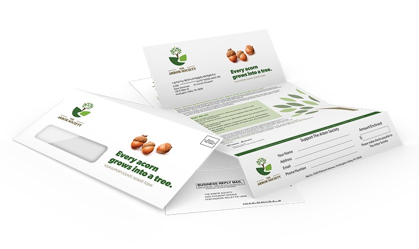 Complete direct mail letter package with letter, detachable form, Business Reply Envelope, and 4-color #10 envelope.