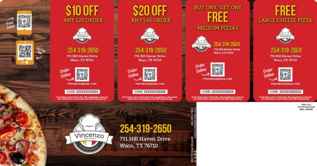 Large Plastic Postcard - Pizza (back)