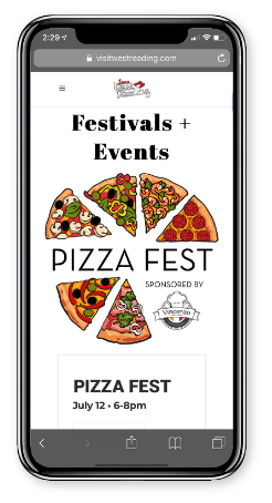 Events screenshot on mobile phone