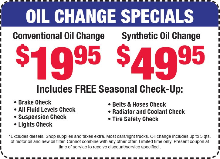 Oil change coupon example